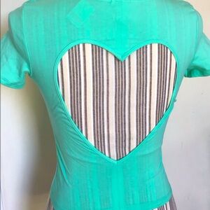 PINK heart cutout top - brand new crop complete with dog stitching